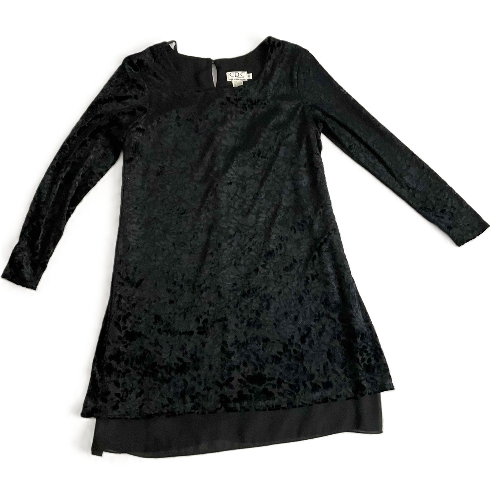 Caren Desiree Company Black Velvet Burnout Long Sleeve Fairy Dress Size 8